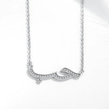 Arabic Friendship 925 Silver Necklace CZ Pendant Wedding Jewelry
