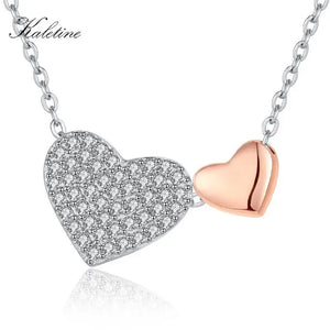 925 Sterling Silver Zircon Heart Charm Necklace KLTN049
