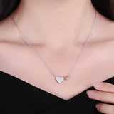 925 Sterling Silver Zircon Heart Charm Necklace KLTN049