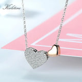 925 Sterling Silver Zircon Heart Charm Necklace KLTN049