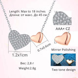 925 Sterling Silver Zircon Heart Charm Necklace KLTN049