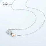 925 Sterling Silver Zircon Heart Charm Necklace KLTN049