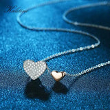 925 Sterling Silver Zircon Heart Charm Necklace KLTN049