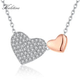 925 Sterling Silver Zircon Heart Charm Necklace KLTN049