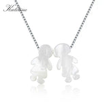 Sterling Silver Mother of Pearl Boy and Girl Pendant Necklace