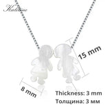 Sterling Silver Mother of Pearl Boy and Girl Pendant Necklace