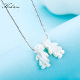 Sterling Silver Mother of Pearl Boy and Girl Pendant Necklace