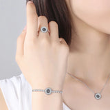 Luck Evil Eye Necklace 925 Sterling Silver Round Stone Accessories Women