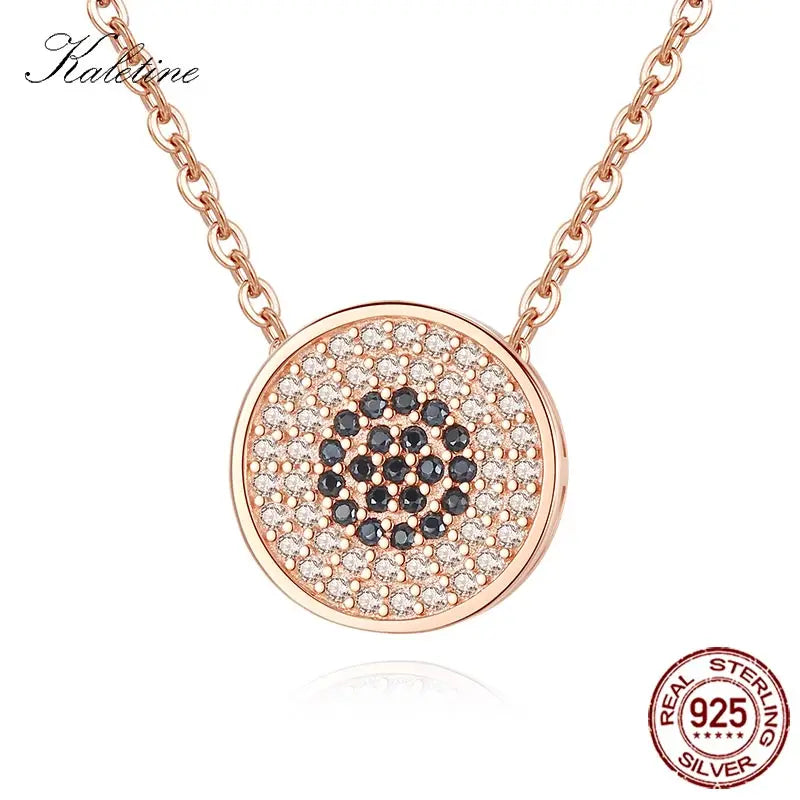 Luck Evil Eye Necklace 925 Sterling Silver Round Stone Accessories Women