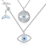 925 Sterling Silver Evil Eye Pendant Choker Necklace