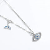 925 Sterling Silver Evil Eye Pendant Choker Necklace