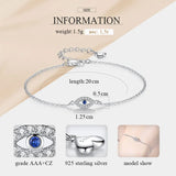 Lucky Evil Eye Bracelet 925 Sterling Silver CZ Turkey Adjustable Jewelry KLTB099