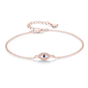 Lucky Evil Eye Bracelet 925 Sterling Silver CZ Turkey Adjustable Jewelry KLTB099