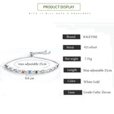 Evil Eye Bracelet 925 Sterling Silver Rainbow CZ Turkey Adjustable Jewelry