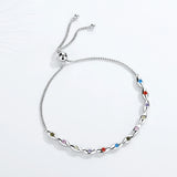 Evil Eye Bracelet 925 Sterling Silver Rainbow CZ Turkey Adjustable Jewelry