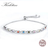 Evil Eye Bracelet 925 Sterling Silver Rainbow CZ Turkey Adjustable Jewelry