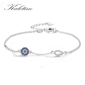 Evil Eye Bracelet 925 Sterling Silver Hamsa Hand Fatima Hand Jewelry
