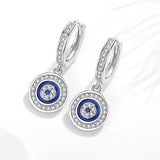 Lucky Evil Eye Statement Earrings 925 Sterling Silver Crystal Dangle Earrings