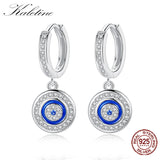 Lucky Evil Eye Statement Earrings 925 Sterling Silver Crystal Dangle Earrings