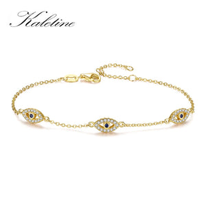 Evil Eye Charm Bracelet 925 Sterling Silver Adjustable For Women Girls