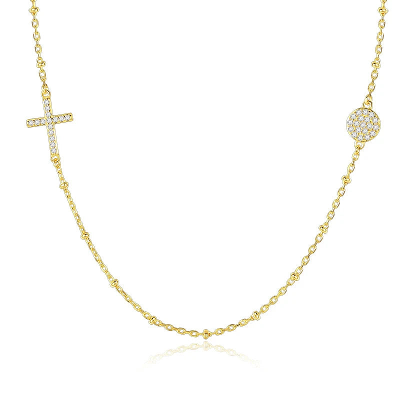 925 Silver Necklace Zircon Cross Evil Eye Necklace