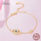 925 Silver Lucky Evil Eye CZ Bracelet Yellow Jewelry