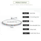 925 Sterling Silver Bracelet Rainbow Colorful CZ Tennis Beads Jewelry