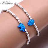 Opal Hamsa Hand Elephant 925 Silver Bead Bracelet