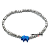 Opal Hamsa Hand Elephant 925 Silver Bead Bracelet