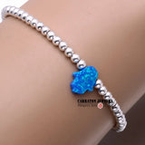 Opal Hamsa Hand Elephant 925 Silver Bead Bracelet