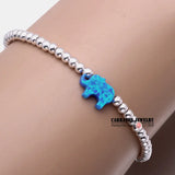 Opal Hamsa Hand Elephant 925 Silver Bead Bracelet