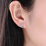Moon & Stars Stud Earrings 925 Sterling Silver Jewelry
