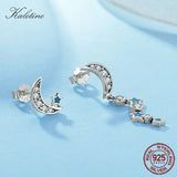 Moon & Stars Stud Earrings 925 Sterling Silver Jewelry