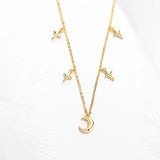 Moon 925 Silver Evil Eye Necklace Women Jewelry Link Chain Choker Bijoux