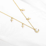 Moon 925 Silver Evil Eye Necklace Women Jewelry Link Chain Choker Bijoux