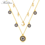 Moon 925 Silver Evil Eye Necklace Women Jewelry Link Chain Choker Bijoux