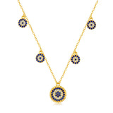 Moon 925 Silver Evil Eye Necklace Women Jewelry Link Chain Choker Bijoux