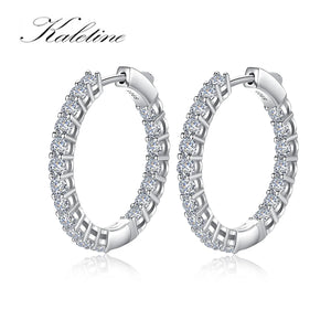 925 Silver CZ Hoop Earrings for Women Girl Jewelry