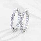 925 Silver CZ Hoop Earrings for Women Girl Jewelry