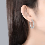 925 Silver CZ Hoop Earrings for Women Girl Jewelry