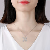 Crystal CZ AZA Pendant Necklace 925 Sterling Silver Chain Women Wedding Jewelry