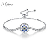 925 Silver Evil Eye CZ Tennis Bracelet Adjustable Beads