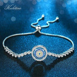 925 Silver Evil Eye CZ Tennis Bracelet Adjustable Beads