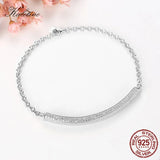 925 Silver Zirconia Micro Pave Charm Bracelet Rose Jewelry