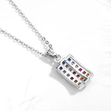 Rainbow CZ Geometric Circle Initials 925 Sterling Silver Pendant Necklace