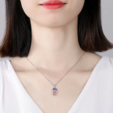 Rainbow CZ Geometric Circle Initials 925 Sterling Silver Pendant Necklace