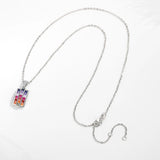 Rainbow CZ Geometric Circle Initials 925 Sterling Silver Pendant Necklace