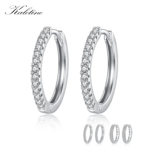 925 Silver Big Hoops Earrings CZ Huggie For Women Wedding 6 Size