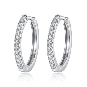 925 Silver Big Hoops Earrings CZ Huggie For Women Wedding 6 Size