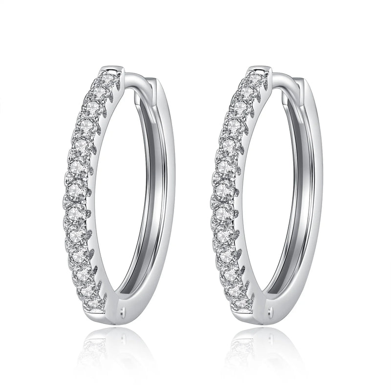 925 Silver Big Hoops Earrings CZ Huggie For Women Wedding 6 Size